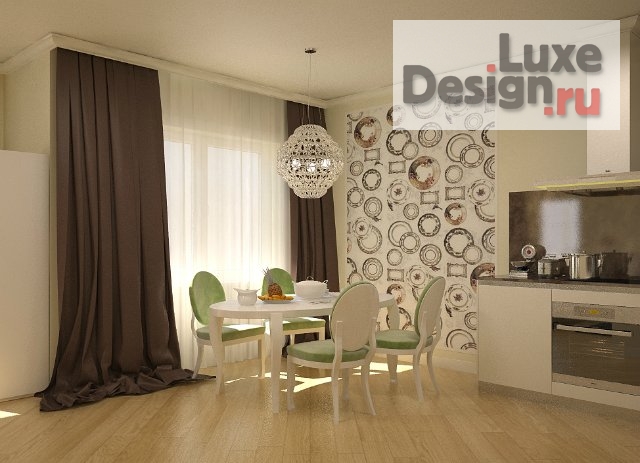 Дизайн интерьера квартиры студии "Кухня -студия" (фото 1)