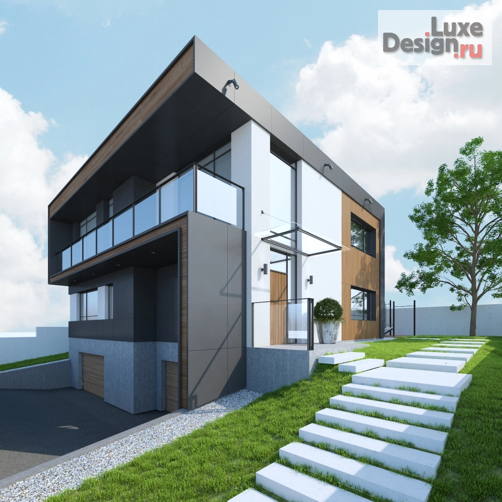 Частная архитектура "Дом и ландшафт в современном стиле " (фото 3)