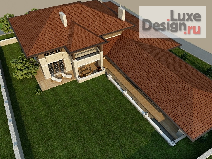 Частная архитектура "Проект загородного дома с баней  в стиле Л.Райта  650м.кв." (фото 13)