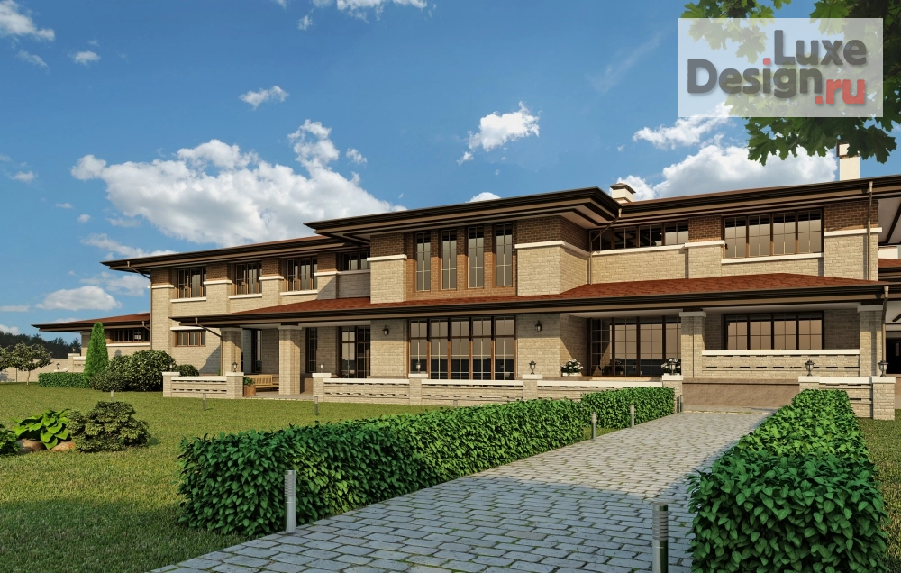 Частная архитектура "Загородный дом в стиле Л.Райта 1500м.кв. п.Жуковка, г.Москва" (фото 8)