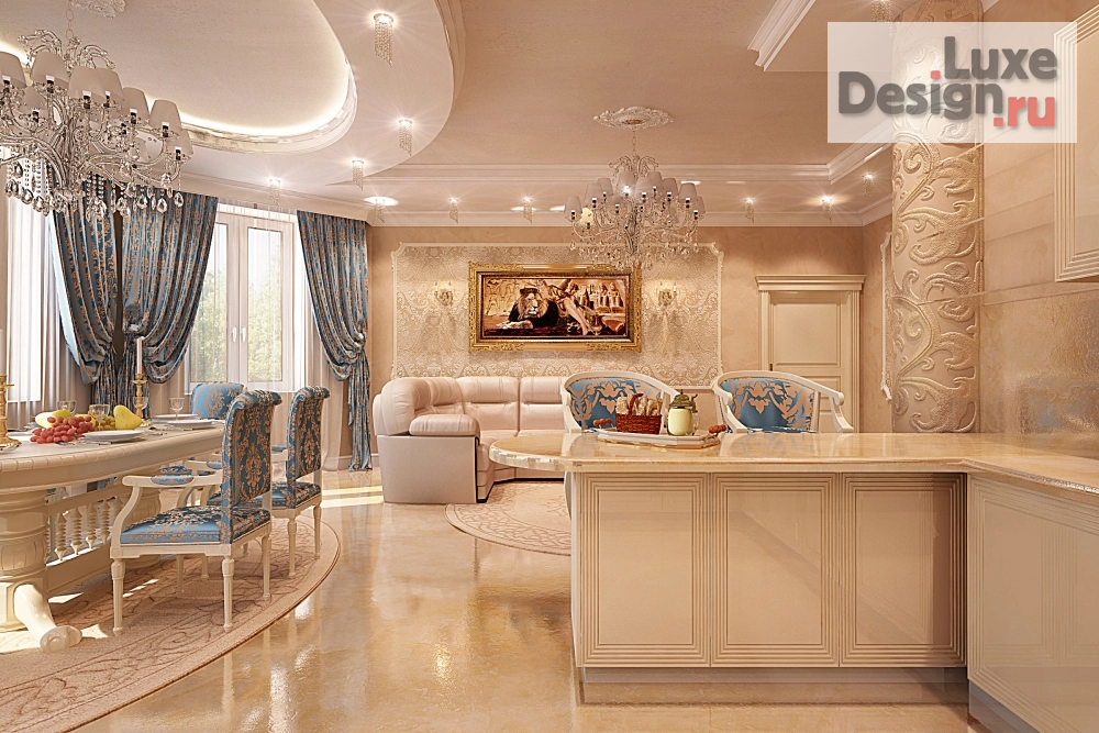 Дизайн интерьера загородного дома "Воздушная классика загородного дома" (фото 1)