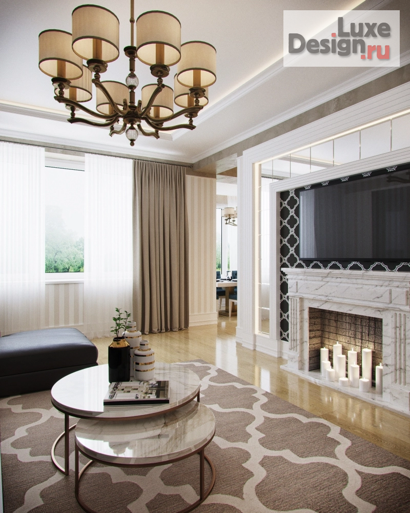 Дизайн интерьера коттеджа "Дизайн-проект гостиной в жилом доме." (фото 1)