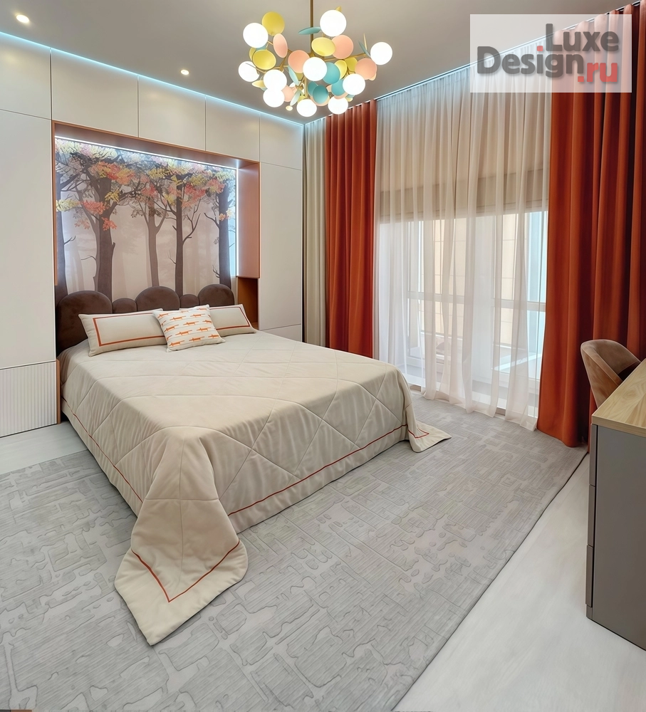 Дизайн интерьера четырехкомнатной квартиры ""Краски осени​" Дизайн​ проект квартиры в ЖК Преображенский" (фото 14)