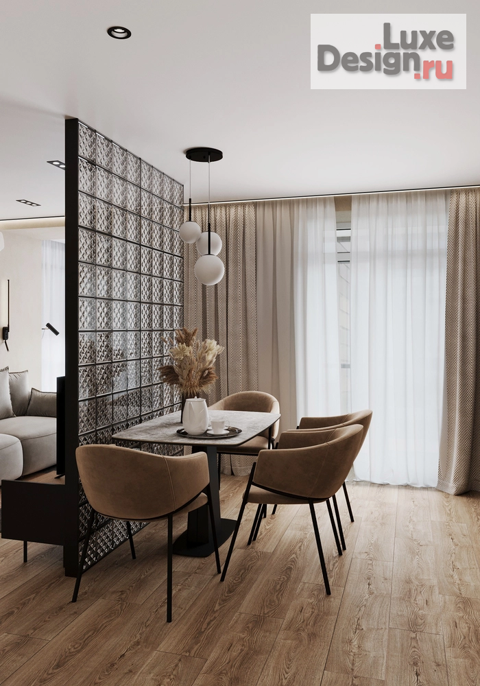 Дизайн интерьера двухкомнатной квартиры "Проект в современном стиле в ЖК Scandis Ozero" (фото 4)