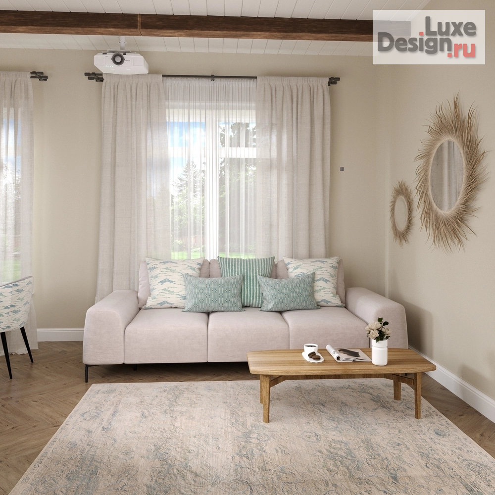 Дизайн интерьера загородного дома "Дом в пос. Манский с мятными акцентами ,как напоминание о весне, юности и прохладной свежести." (фото 1)