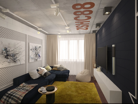 Дизайн интерьера однокомнатной квартиры в Красноярске "квартира ул.9 мая"